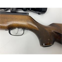 Weihrauch model HW 77 K  .22 air rifle with under lever action, beech stock with chequered pistol grip and Tasco WA39x40-1 scope, serial no.1283661 L102cm overall NB: AGE RESTRICTIONS APPLY TO THE PURCHASE OF THIS LOT