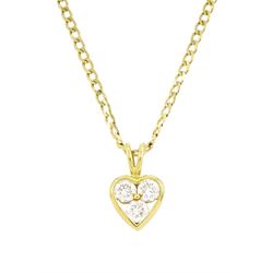 18ct gold diamond heart shaped pendant, three round brilliant cut diamonds of approx 0.55 ...