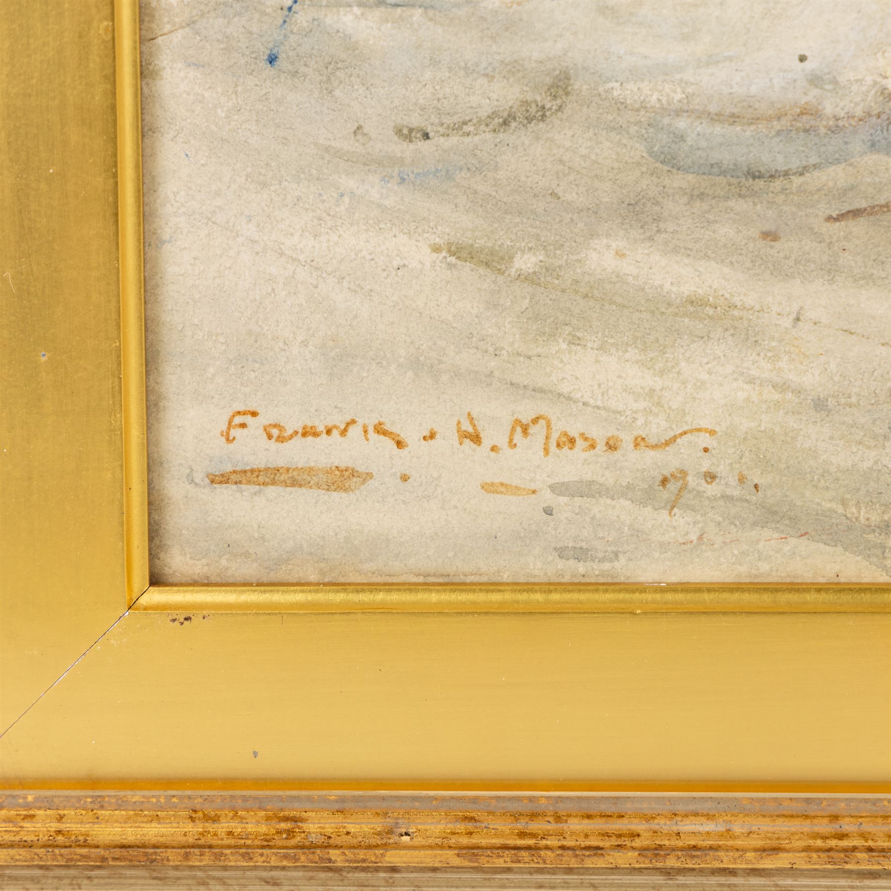 Frank Henry Mason (Staithes Group 1875-1965): 'A Perilous Coble', watercolour laid on to canvas signed and dated 1901, titled on the stretcher verso 49cm x 75cm