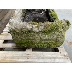 Large 19th century weathered rectangular stone trough