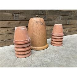 Yorkshire Flower Pots - Terracotta rhubarb forcer (H49cm, D40cm) and ten Sankey terracota plant pots (H17cm, D20cm)