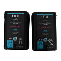 IDX Endura HL10DS 96Wh V Mount two battery set with IDX VL-2S Simultaneous V Mount charger and cable, in a custom cut Peli 1500 flight case