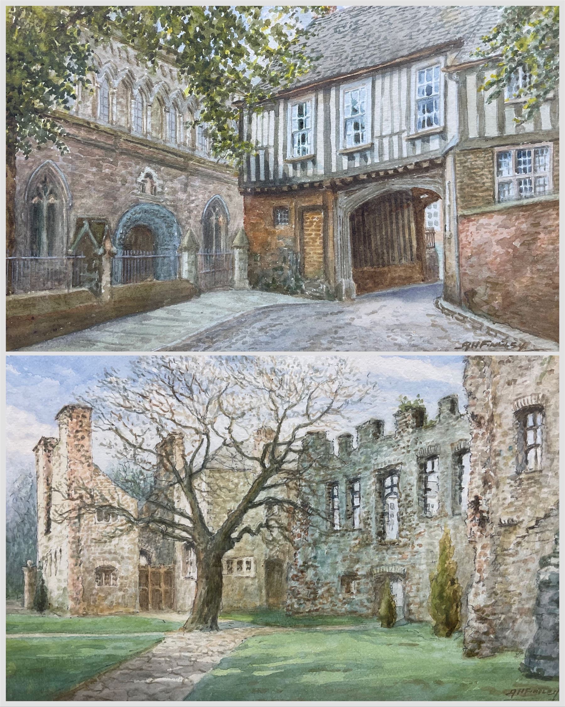 Albert H Findley (British 1880-1975): 'Castle House' and 'Leicester Abbey', two watercolours signed, titled on mount 18cm x 27cm (2)