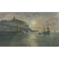 F Walters (British 19th/20th century): 'Scarborough from the Sea', watercolour signed and titled, 29cm x 48cm