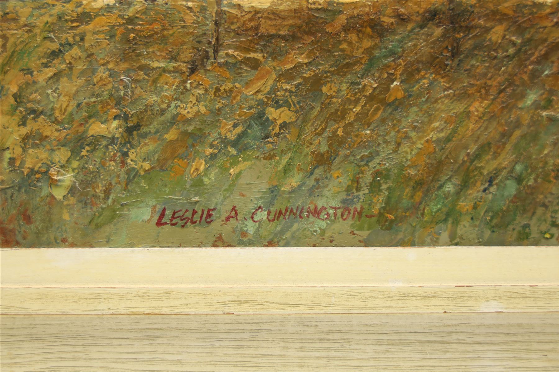 Leslie A Cunnington (20th century): 'Caistor from Normanby-le-Wold' Lincolnshire, oil on board signed, titled on label verso 50cm x 69cm