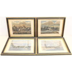 After Henry Thomas Alken (British 1785-1851): 'The First Steeple-Chace on Record' Plates I-IV, set of four hand coloured engravings pub. 1839 by Ben Brooks, Oxford 34cm x 47cm in original Hogarth style frames (4) 