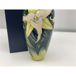 Moorcroft Sesquipedale pattern vase of baluster form, circa 2001, limited edition, 7/200, marked and signed to base, with original box, H19cm