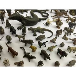 Collection of miniature cold painted bronze and similar animals, to include birds, sheep, horses etc 