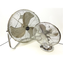  Chrome table fan, H43cm and a 'Bionaire' chrome floor fan, H58cm  