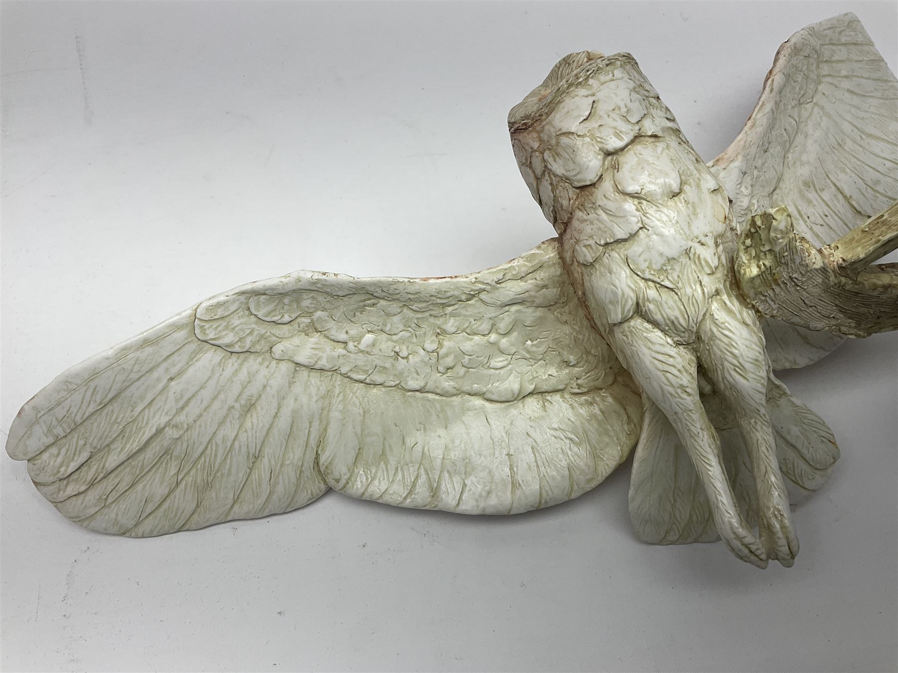 Border Fine Arts figure Barn Owl in Flight B1532, boxed with certificate, together with Country Artists figure Tawny Owl with Honeysuckle CA441, tallest H31.5cm