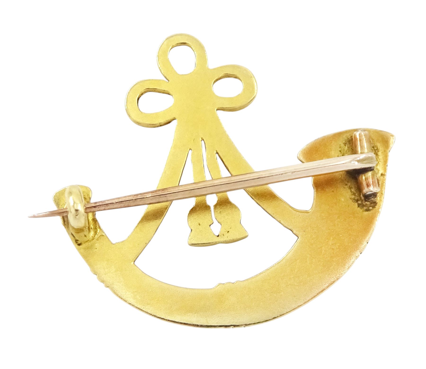 Early 20th century 18ct gold British Military brooch, probably  Oxfordshire and Buckinghamshire Light Infantry