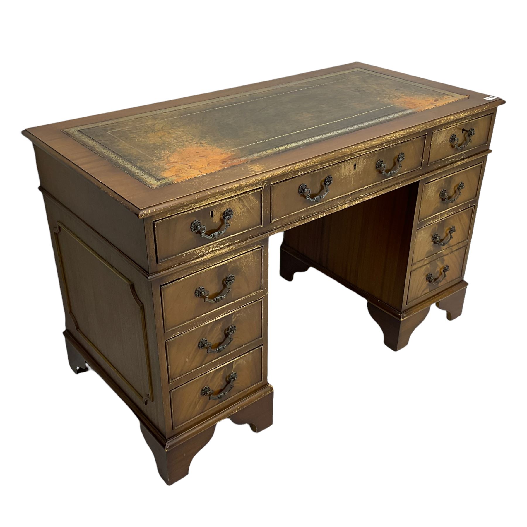 Reproduction mahogany twin pedestal desk