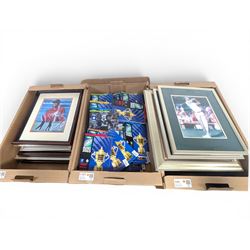 Celebrity and sporting prints and photographs, including some signed examples and some wit...