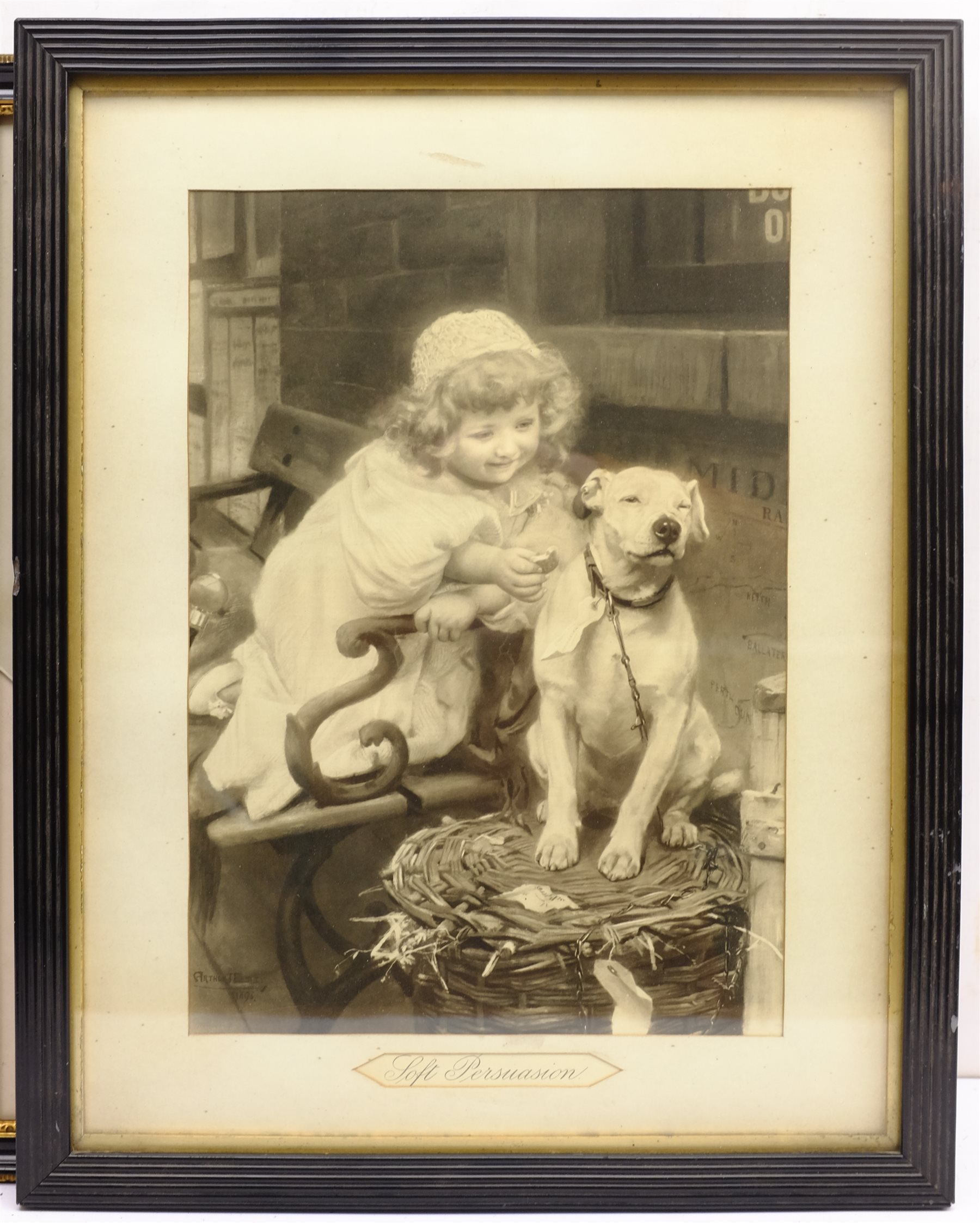 After Thomas Gainsborough (British 1727-1788): Portrait of Mrs Watson, engraving, together with four further 19th century portrait engravings, a Pears print and a further print, max 56cm x 48cm (7)