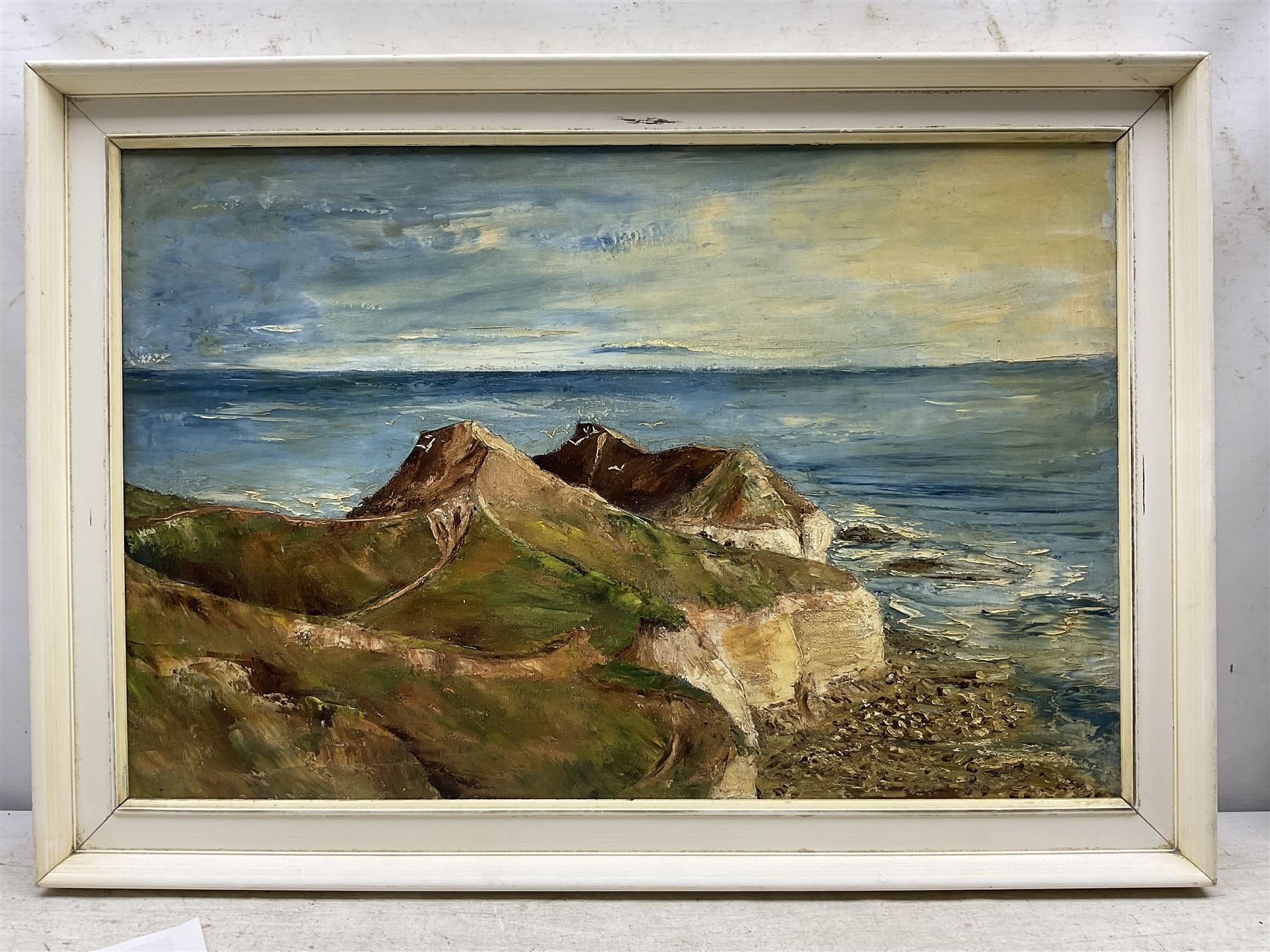 Gwen Howard (British 20th Century): North Landing and Thornwick Bay - Flamborough, pair oils on canvas signed 39cm x 59cm (2)