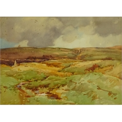  Fred Lawson (British 1888-1968): On the Edge of the Moor, watercolour and pencil signed and dated (under mount) 26cm x 35cm   DDS - Artist's resale rights may apply to this lot   