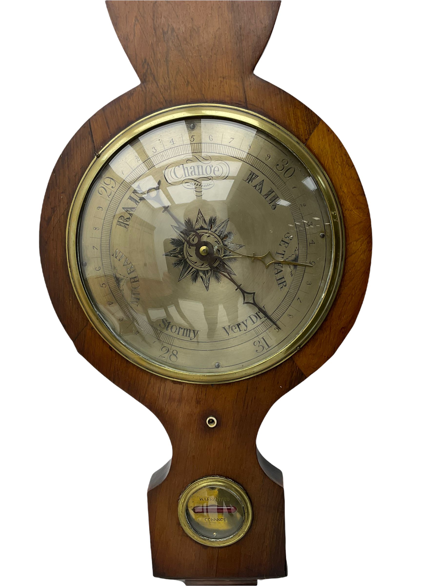 A 19th century four instrument mercury wheel barometer in a mahogany