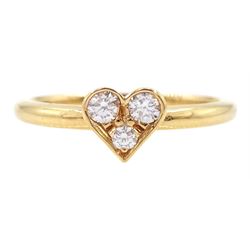 18ct rose gold round brilliant cut diamond heart shaped ring, hallmarked, total diamond weight approx 0.20 carat