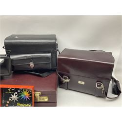 Collection of leather camera cases, to include Nikon ever ready cases and two larger cases, together with Gossen Sixticolor light meter, in box and other camera equipment 
