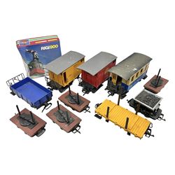 Three LGB (Lehmann Gross Bahn) G scale, gauge 1, rolling stock wagons, comprising two Lake George and Boulder wagons and an Auto Express wagon, together with a LGB passenger coach, other LGB rolling stock and a Lehmann Rigi900 ski lift