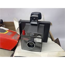 Polaroid Super swinger camera, together with Olympia Traveller de Lux typewriter, cinema film, 35mm film slicers, spun aluminium lampshade, etc  