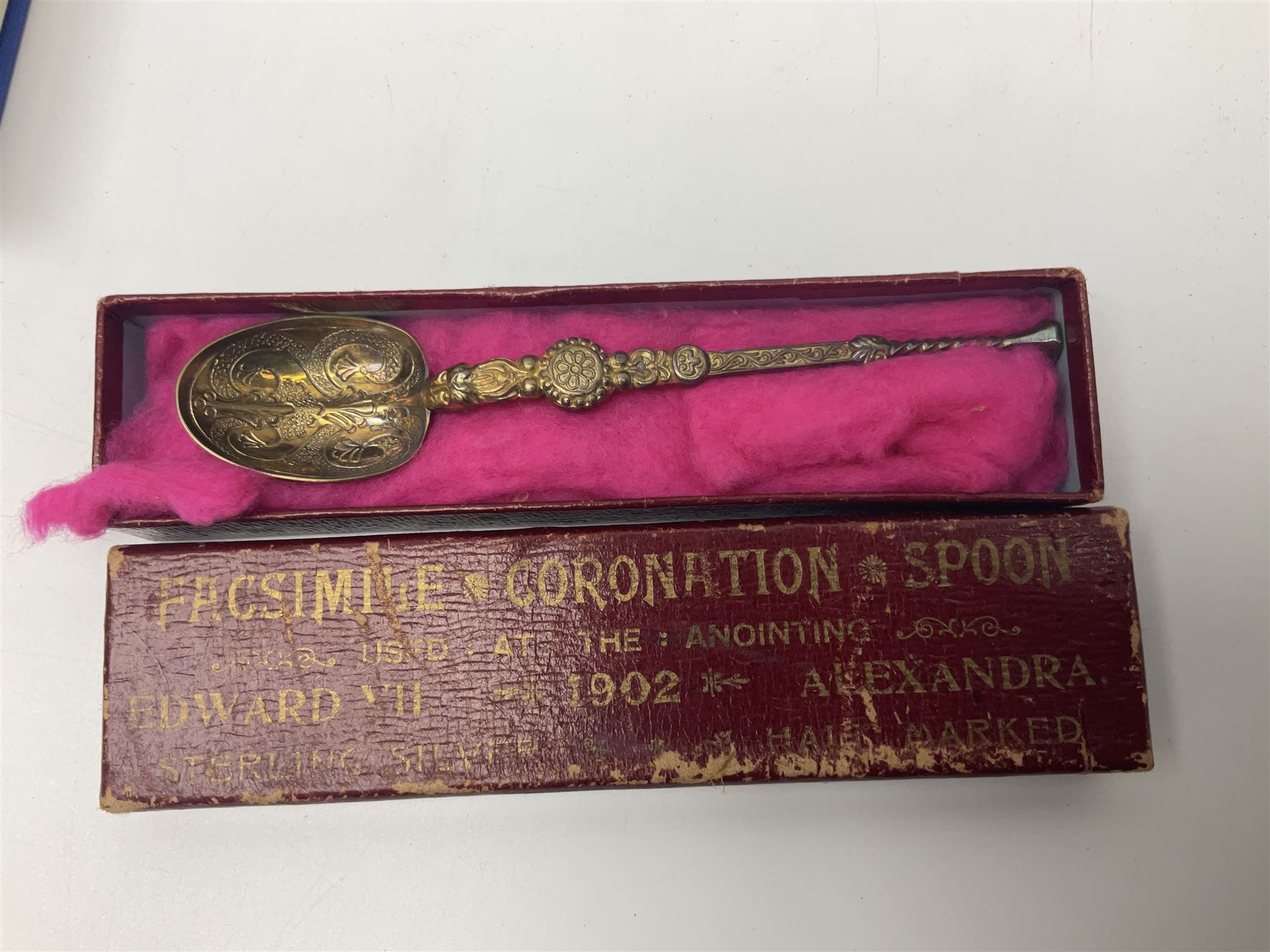 Edwardian silver facsimile coronation spoon, hallmarked Gourdel Vales & Co, Birmingham 1901, EPNS serving spoons, coins and a collection of vintage and later costume jewellery