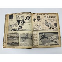 Album of WWII era paper ephemera, to include cartoon illustrations by George Goodwin Butterworth and Clive Uptton, articles and photographs