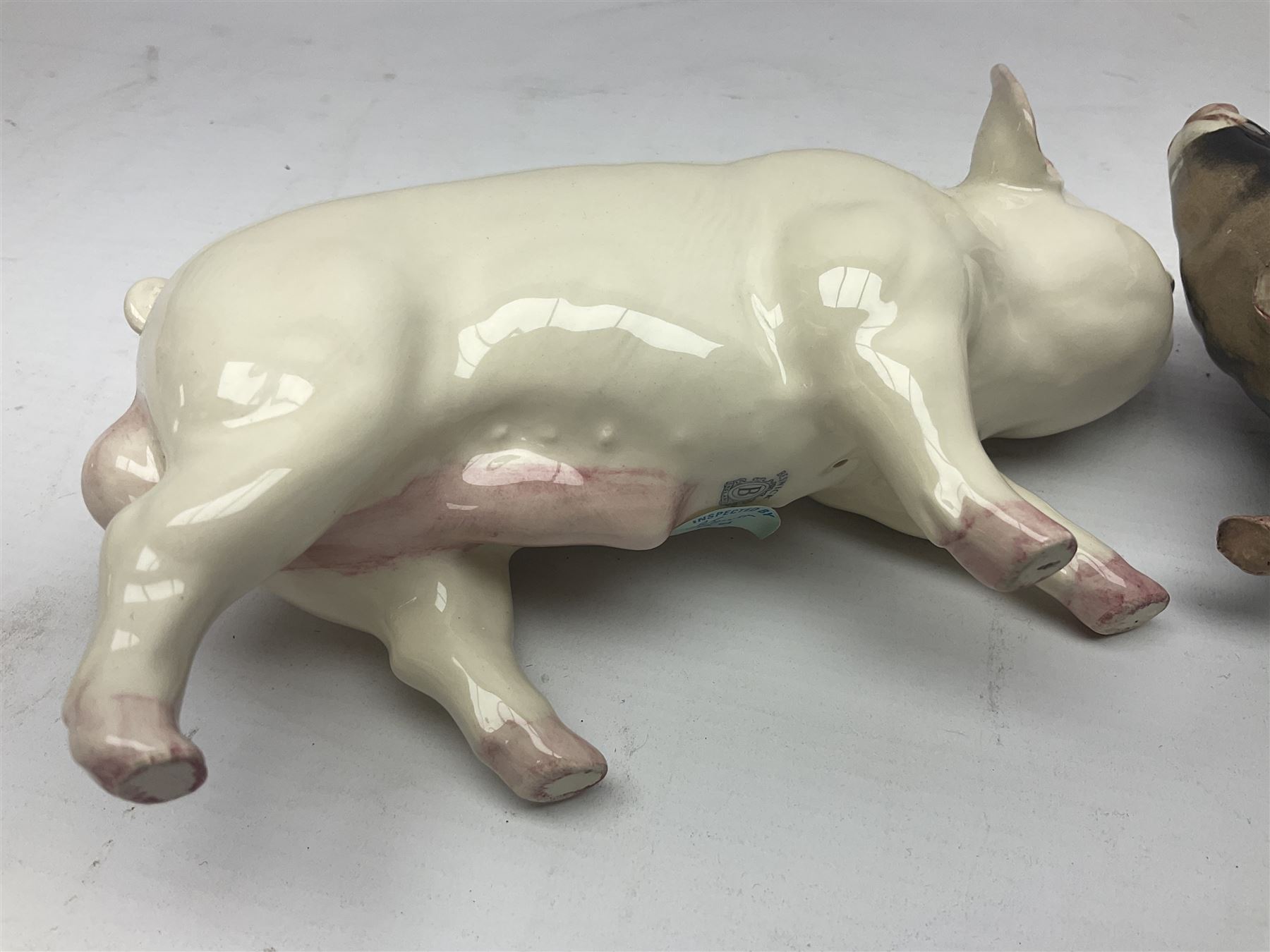 Two beswick rare breed pigs, comprising Middlewhite Boar No 4117 and Berkshire Boar No 4118, with printed marks beneath 