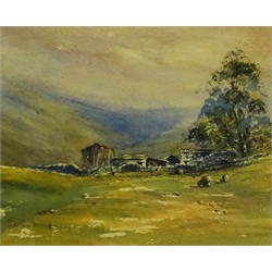Brian Irving (British 1931-2013): Yorkshire Dales Barns, pair watercolours signed, artist's studio labels verso 16cm x 20cm (2)