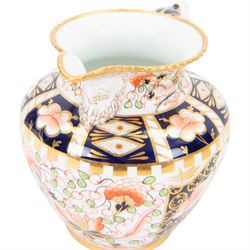 Royal Crown Derby Witches pattern jug, circa 1920s, with mask lip and gold rim, H15cm
