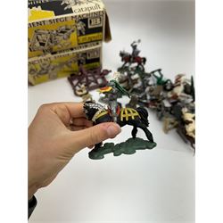 Two Britain's Ancient Siege Machines, comprising Balista and Catapult and a collection of plastic knights and soldiers, including Britains examples etc