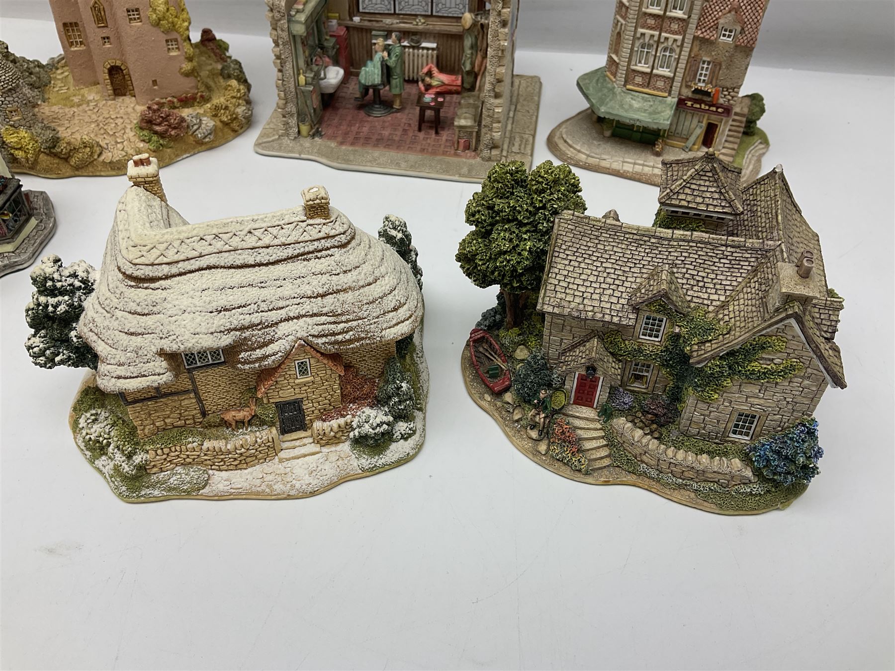Ten Lilliput Lanes, to include Sleigh Bells, Short Back and Sides, Crook Hall Gardens, Loch Ness Lodge, Le Petit, etc, nine with original boxes  (10)