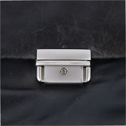 Black soft leather fitted brief case with shoulder strap W40cm, H30cm