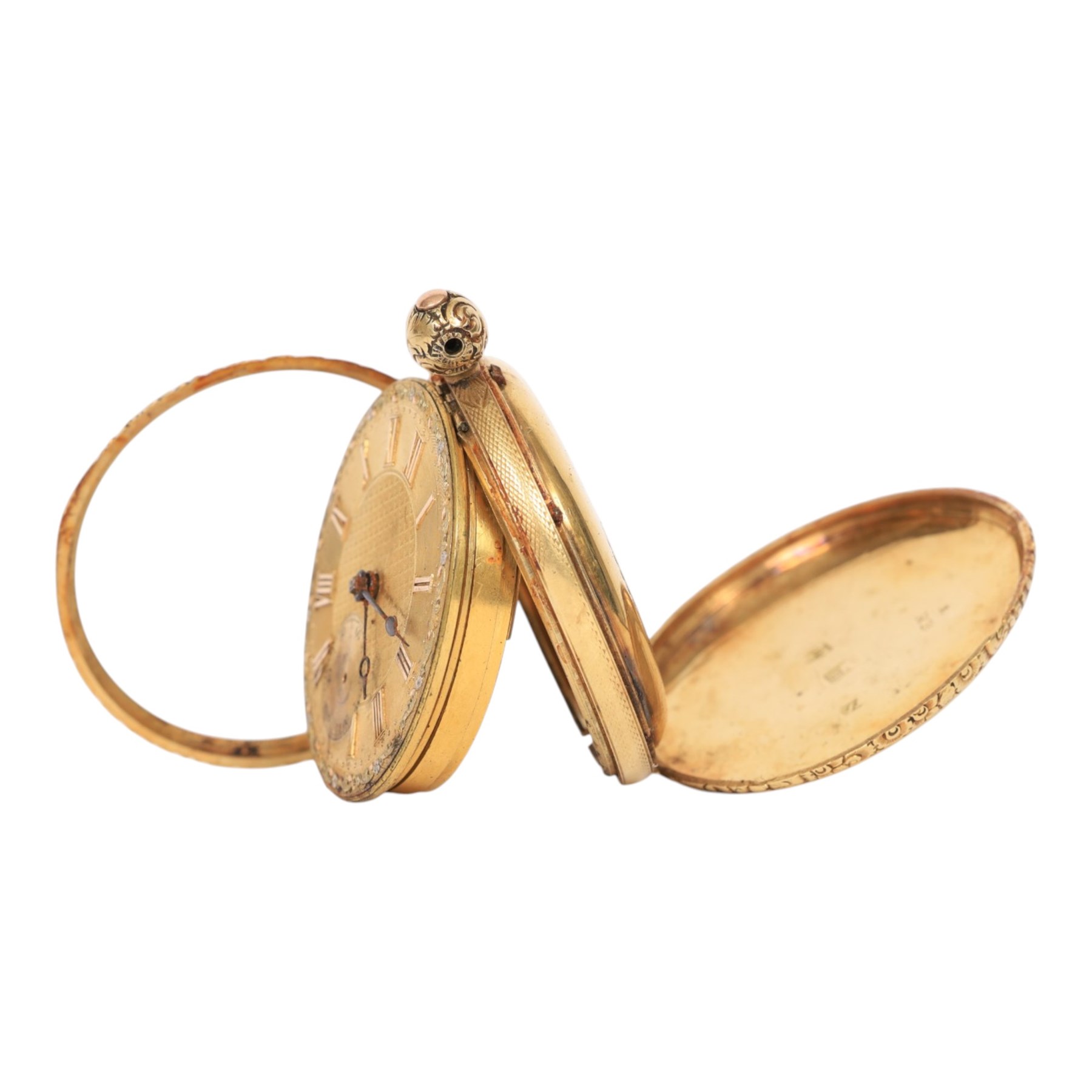 George III 18ct gold open face keyless lever pocket watch by J Jacobs, Hull, No. 8206, case makers mark RB, Chester 1814