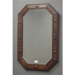  Early 20th century oak framed bevel edge mirror, W51cm, H77cm  