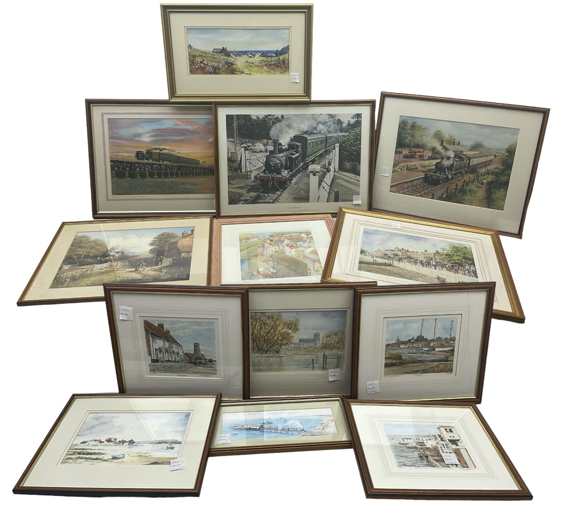 Emma Ball (British Contemporary) limited edition print together with a selection of other prints variously signed, with railway interest etc in one box (13)