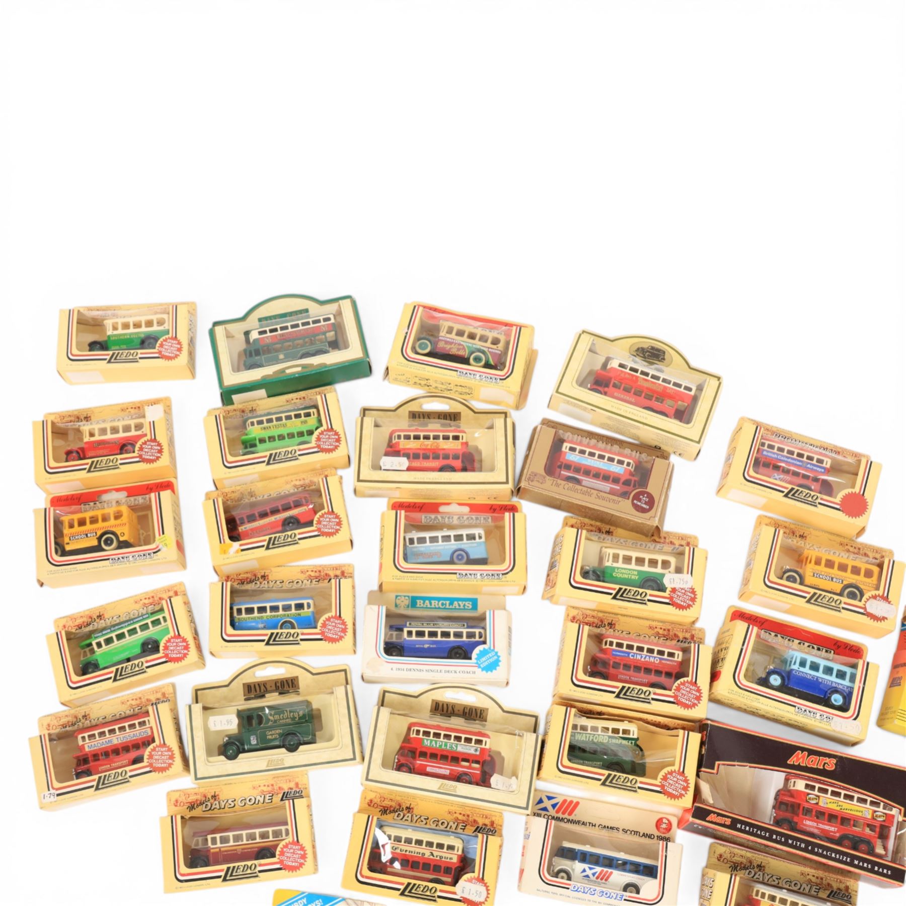 Collection of Lledo bus models, all boxed