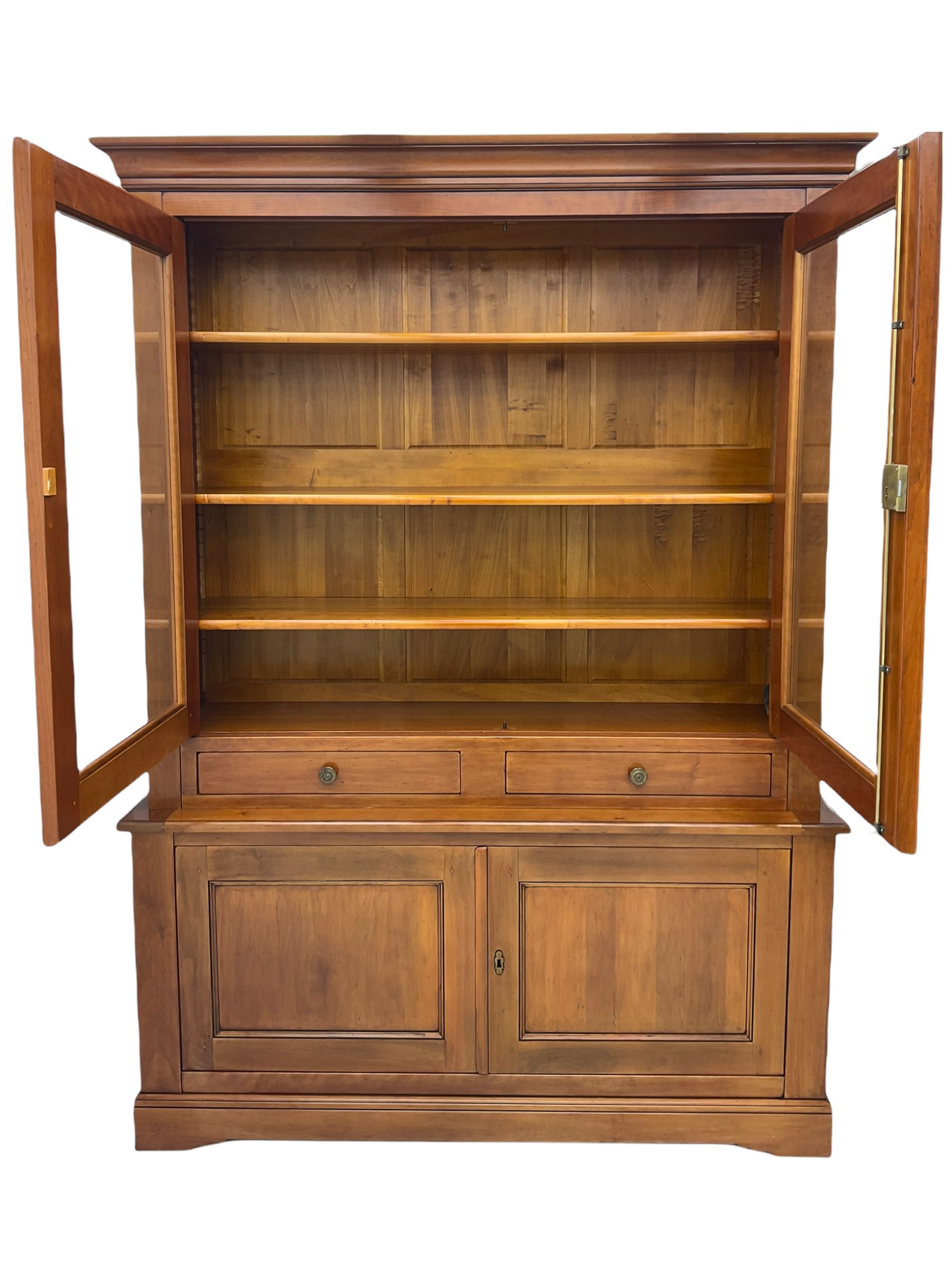 Grange Furniture cherry dresser, two glazed doors above two drawers and two cupboards