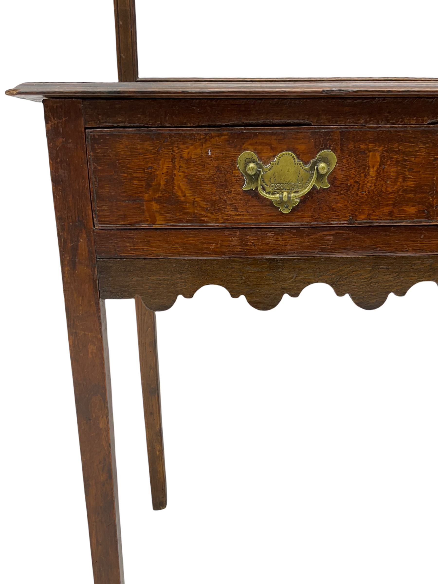 Georgian oak lowboy side table, fitted with two drawers, with plate rack