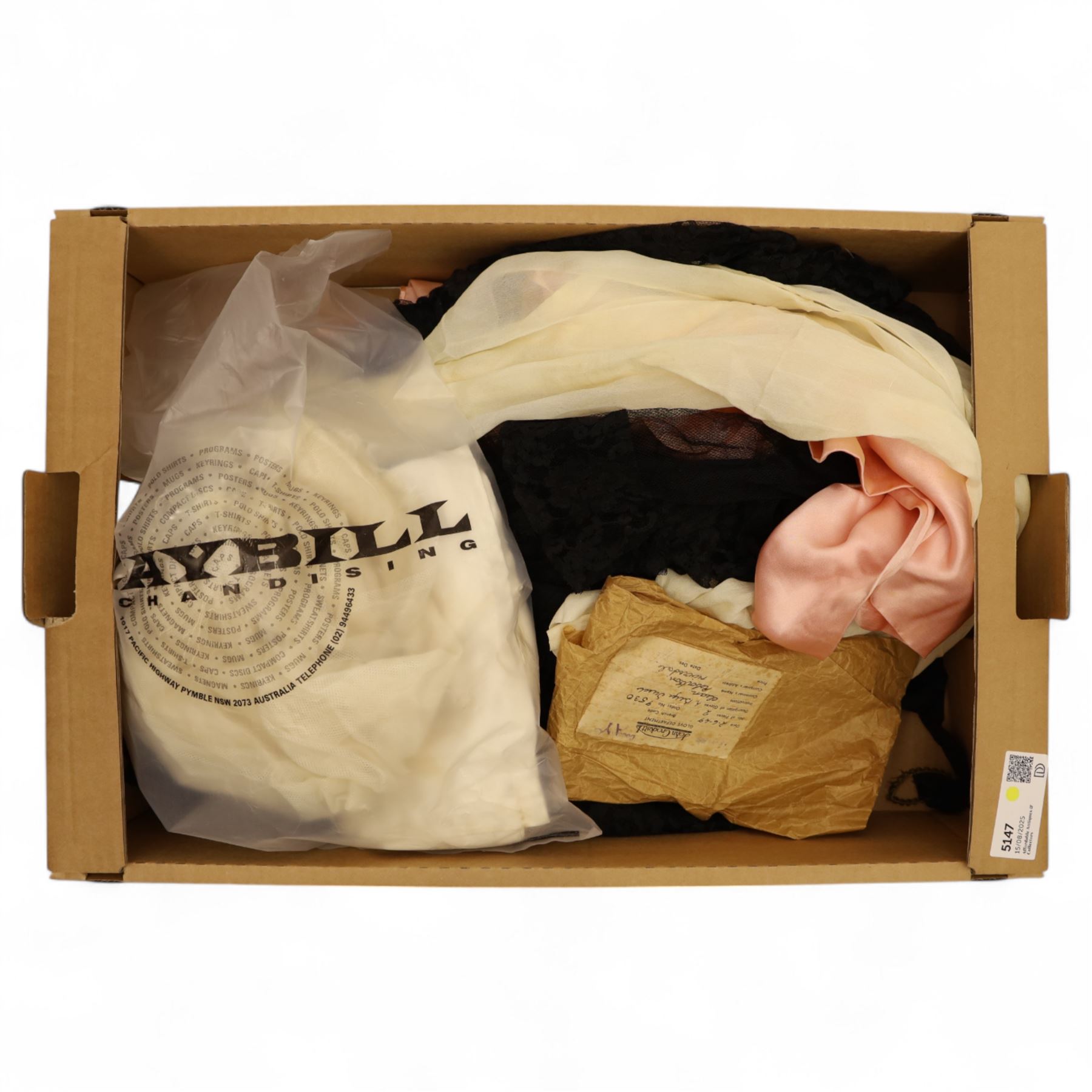 Collection of antique and vintage clothing, including lace dress  