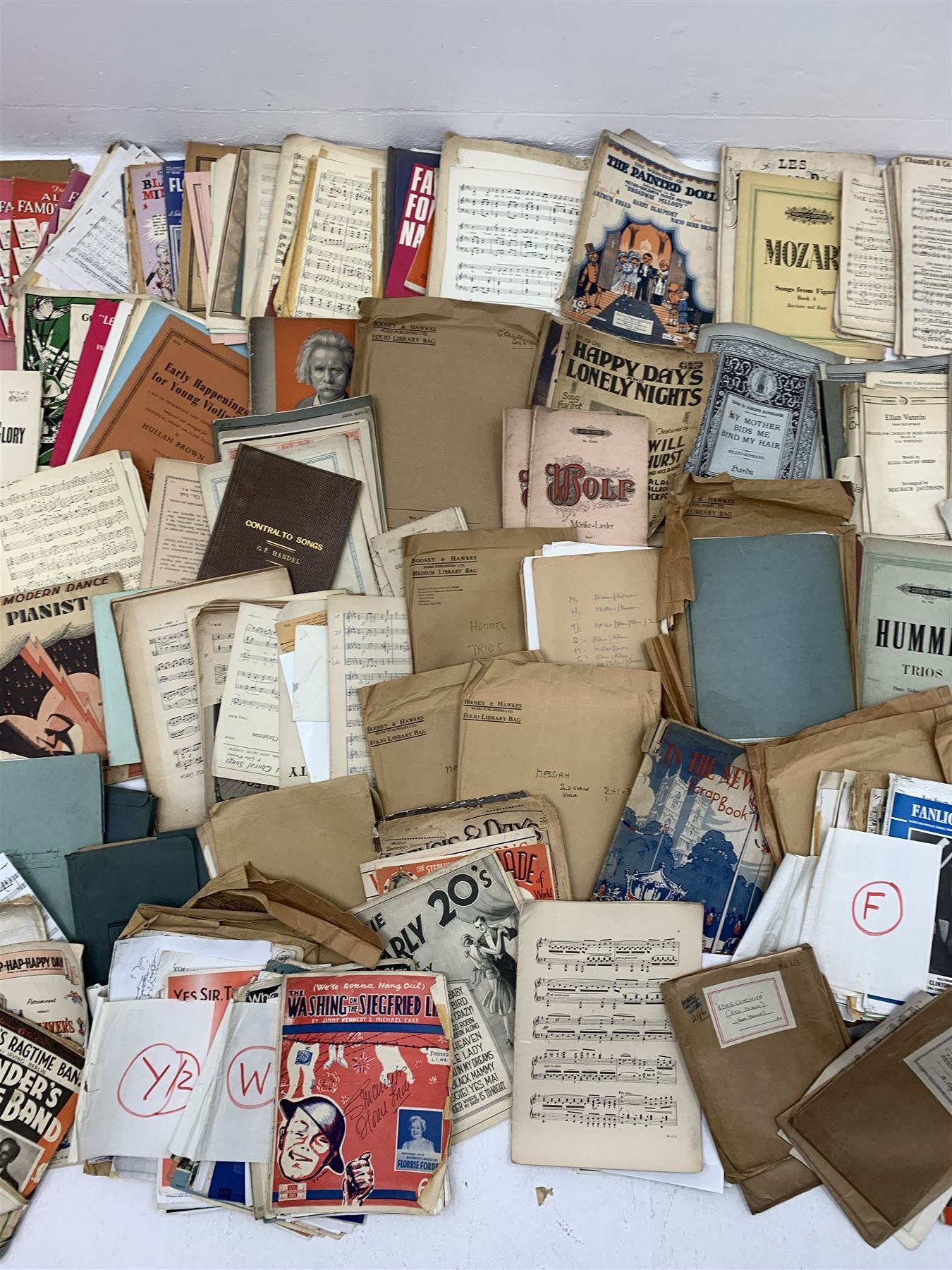 Steinway & Sons - late 19th century figured walnut upright piano, iron framed and overstrung, model no. 56174 circa. 1886, W154cm, H137cm, D70cm, together with a quantity of sheet music