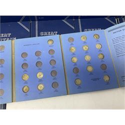 Fourteen part filled Whitman folders, including farthings, halfpennies, pennies and sixpences