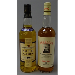  Aberlour Highland Malt Scotch Whisky 10 years old, 75cl and Glen Cairn Single Highland Malt, aged 10 years, 70cl, both 40%vol, 2btls   