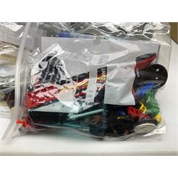 Lego - ten kits comprising Harry Potter Magic Mirror 4702; Extreme Team Rocket Car/Plane 6580; two Adventure Egypt Cars 5918; Adventure Egypt Bi-Plane 5928; Adventure Egypt Tombs and Car 5919 in golden Tutankamun box; Castle Knight with Horse & Cart 6016; Castle Witch & Fireplace 2872; Castle Robin Hood Hideout 6054; and Pirate Ship 6285; together with over 3.5kg of loose animals, characters and bricks etc; all unboxed