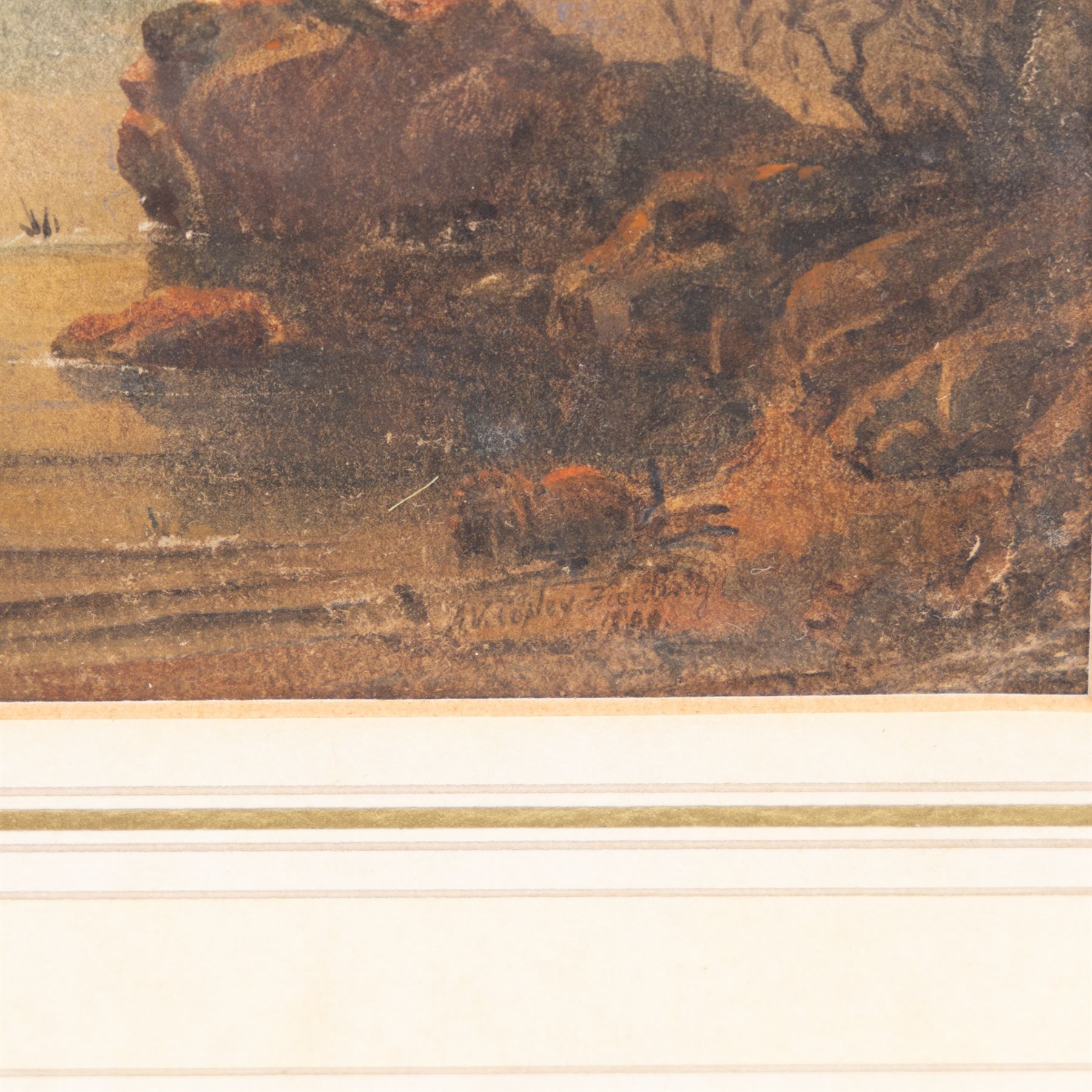 Anthony Vandyke Copley Fielding (British 1787-1855): On the Lakeside, watercolour signed and indistinctly dated 30cm x 43cm 
