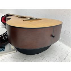 Rally five-string banjo with mahogany solid back L101cm in soft carrying case; and Brunswick Model BF200 acoustic guitar L103cm; with small quantity of instructional DVDs and booklets