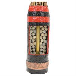 Inert WWII 18 pounder shrapnel shell with a fuse, cut away to show the internal mechanism, H30cm  