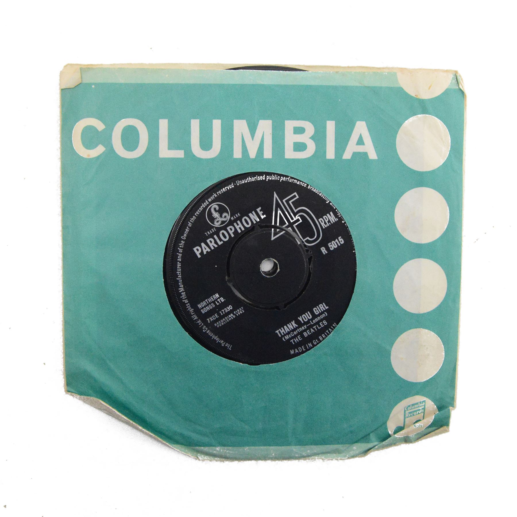 The Beatles 'With The Beatles' vinyl LP, UK Stereo Original, Parlophone PCS 3045, together with two Beatles 7