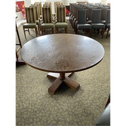 Circular walnut dining dining table, pedestal base- LOT SUBJECT TO VAT ON THE HAMMER PRICE - To be collected by appointment from The Ambassador Hotel, 36-38 Esplanade, Scarborough YO11 2AY. ALL GOODS MUST BE REMOVED BY WEDNESDAY 15TH JUNE.
