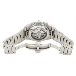 Tissot PRX gentleman's stainless steel automatic chronograph wristwatch, Ref. T137.427.11.011.00, silvered white dial with black subsidiary dials and date aperture, on stainless steel bracelet, boxed with additional links and invoice dated 2022